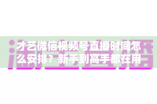 才艺微信视频号直播时间怎么安排?新手到高手都在用的黄金时段规划指南 才艺微信视频号直播时间怎么安排?新手到高手都在用的黄金时段规划指南