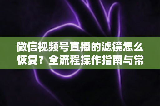 微信视频号直播的滤镜怎么恢复?全流程操作指南与常见问题详解 微信视频号直播的滤镜怎么恢复?全流程操作指南与常见问题详解