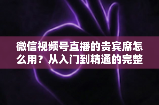 微信视频号直播的贵宾席怎么用？从入门到精通的完整实战指南