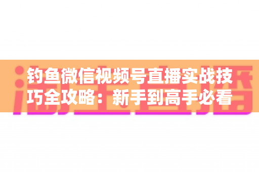 钓鱼微信视频号直播实战技巧全攻略：新手到高手必看的涨粉变现指南