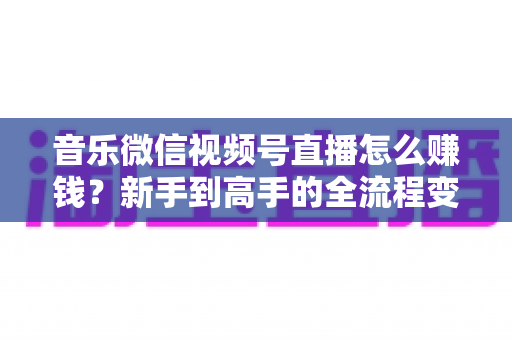 音乐微信视频号直播怎么赚钱？新手到高手的全流程变现攻略