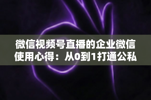 微信视频号直播的企业微信使用心得:从0到1打通公私域流量的全流程实战指南 微信视频号直播的企业微信使用心得:从0到1打通公私域流量的全流程实战指南