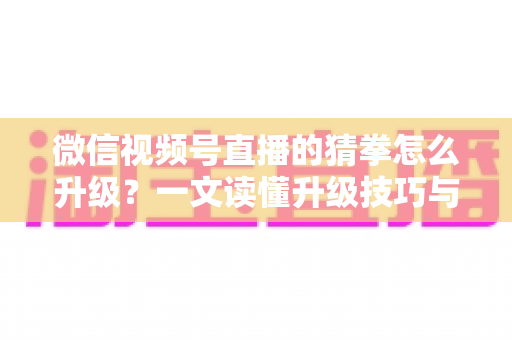微信视频号直播的猜拳怎么升级?一文读懂升级技巧与实操攻略 微信视频号直播的猜拳怎么升级?一文读懂升级技巧与实操攻略
