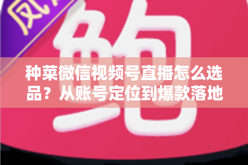 种菜微信视频号直播怎么选品？从账号定位到爆款落地的全流程实战指南